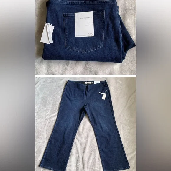 NWT Soft Surroundings Ultimate Pull On Jeans Bootcut Dark Wash 2X 22W Stretch - Picture 2 of 4